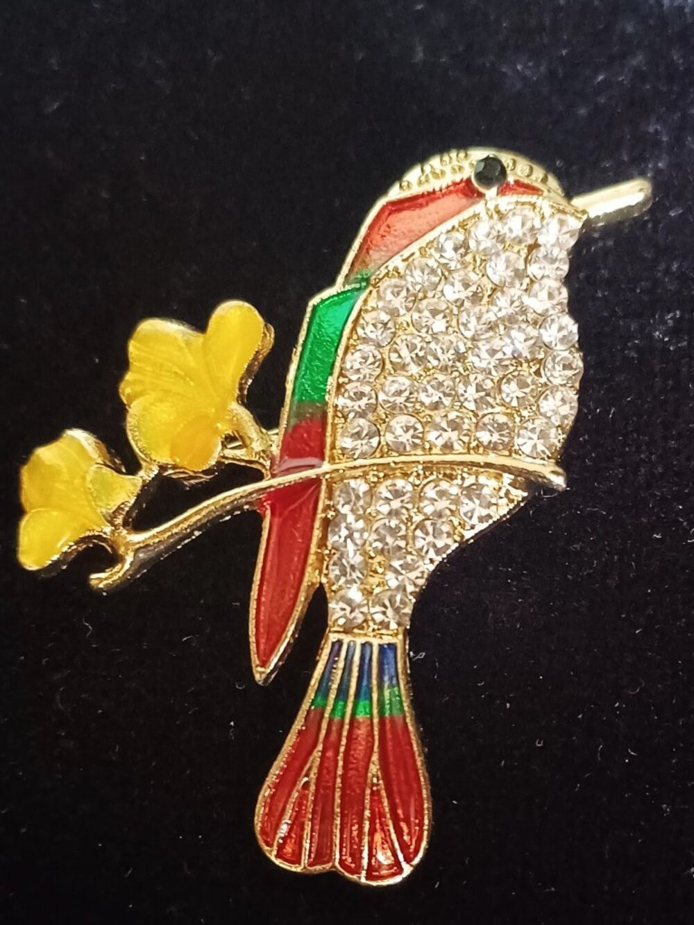 Enamel and Clear Rhinestone Bird